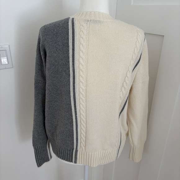 Zaket & Plover Womens Gray & Cream Knit Sweater Merino/Cotton Blend Sz M*L25 - Picture 2 of 5